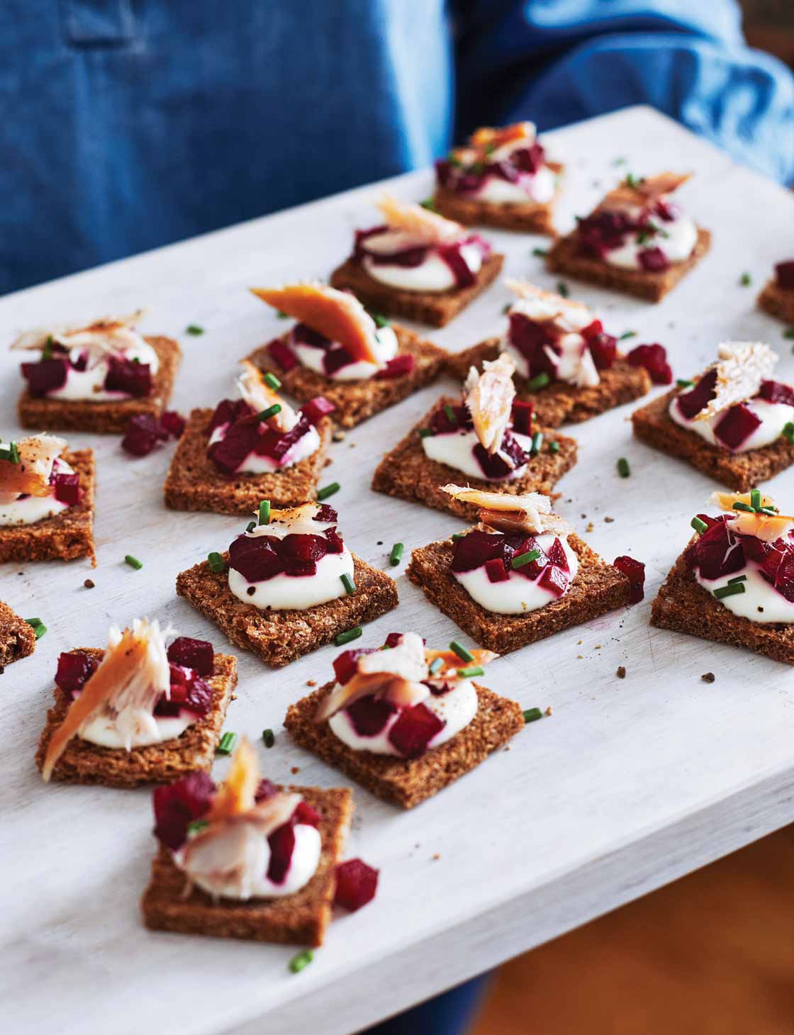 Mackerel beetroot canape recipe Sainsbury's Magazine