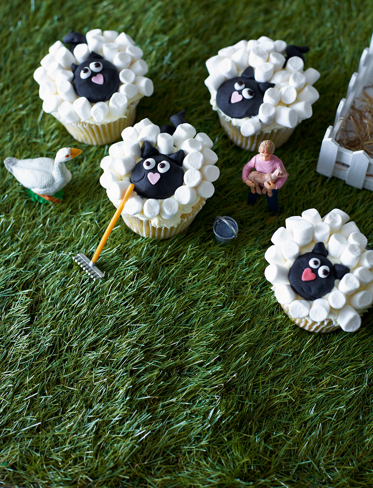 Marshmallow sheep cupcake recipe Sainsbury's Magazine