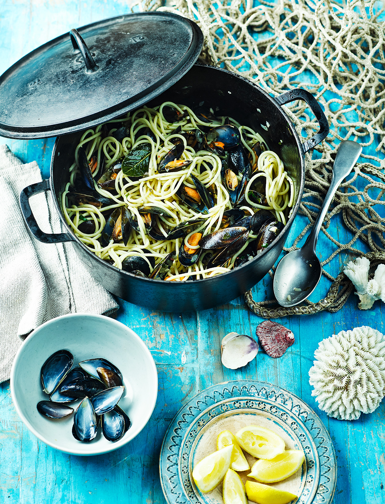 Spaghetti with mussels, bay and chilli recipe Sainsbury's Magazine