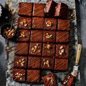 Chocolate, pecan and salted caramel torte