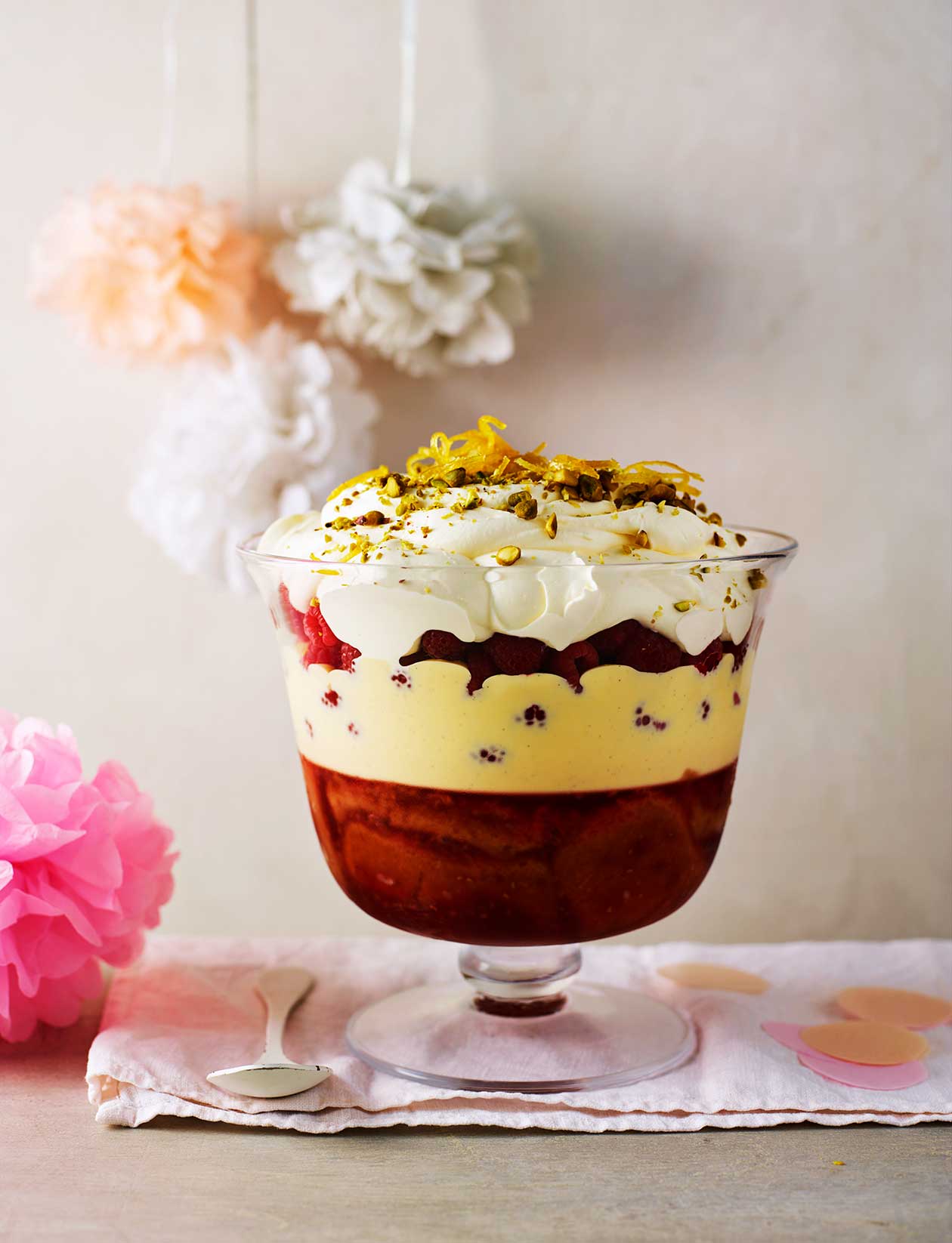 Lemon and raspberry prosecco trifle recipe Sainsbury`s Magazine