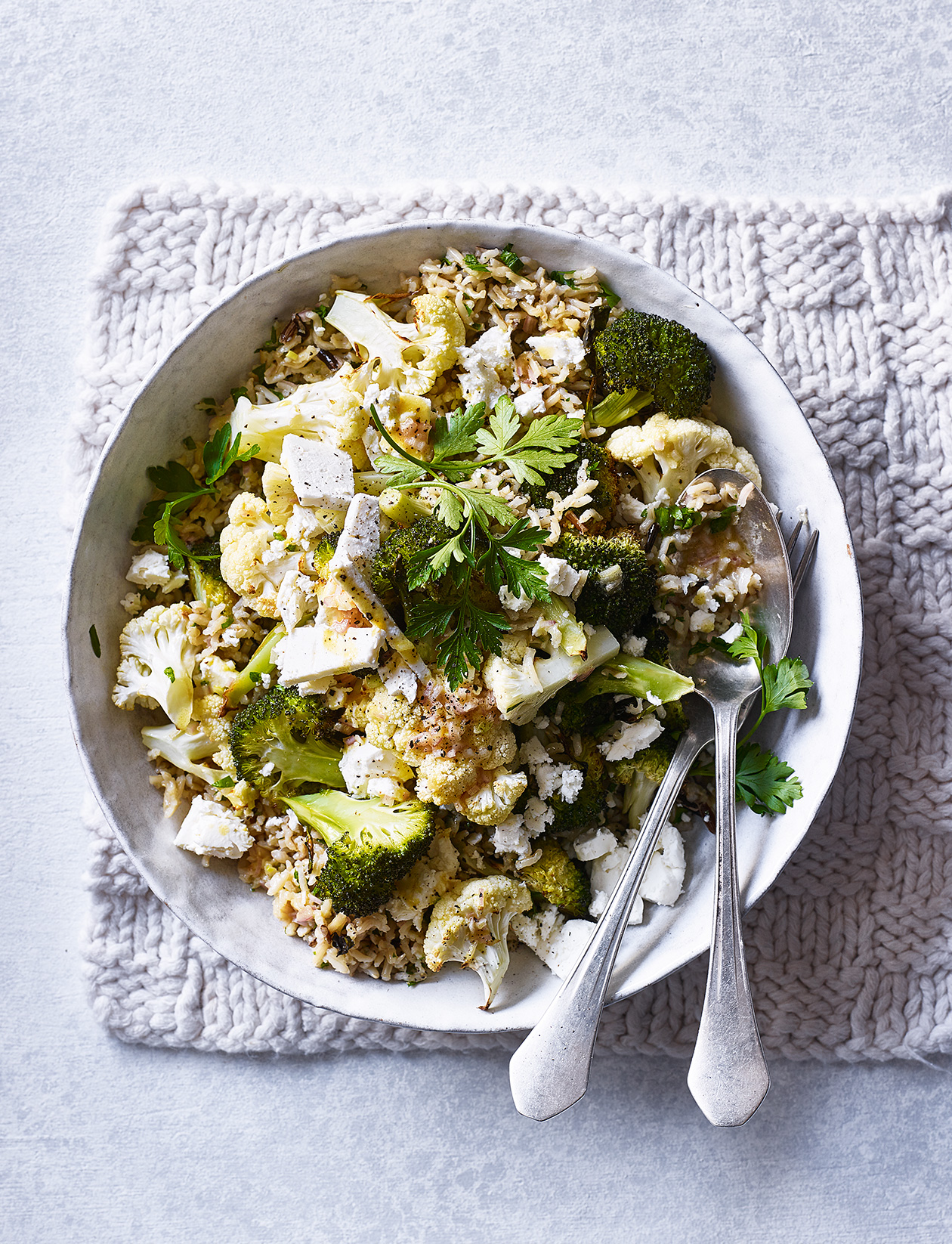 Roasted veggie rice with feta recipe | Sainsbury`s Magazine
