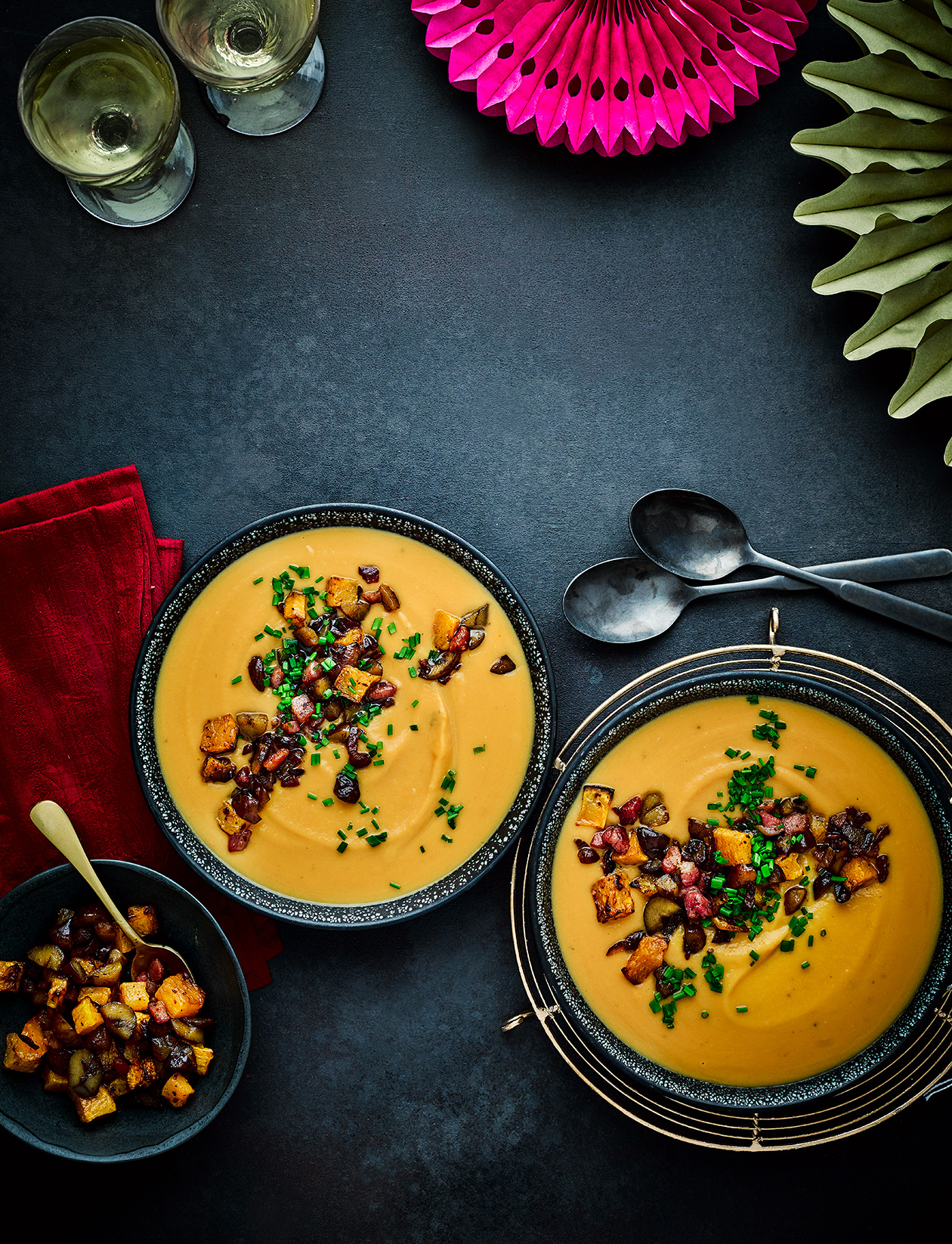 Roasted squash soup with chestnuts recipe | Sainsbury`s Magazine