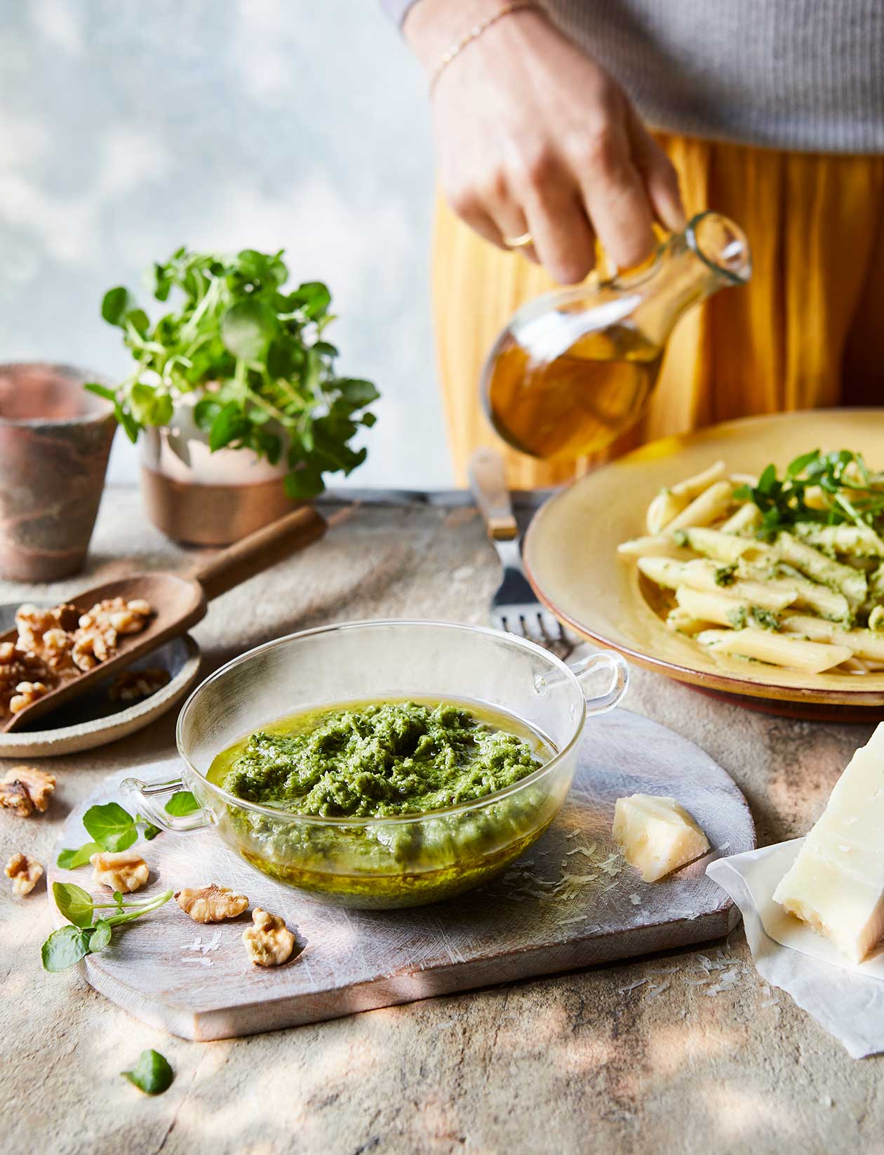 Walnut, watercress and pecorino pesto recipe Sainsbury`s Magazine