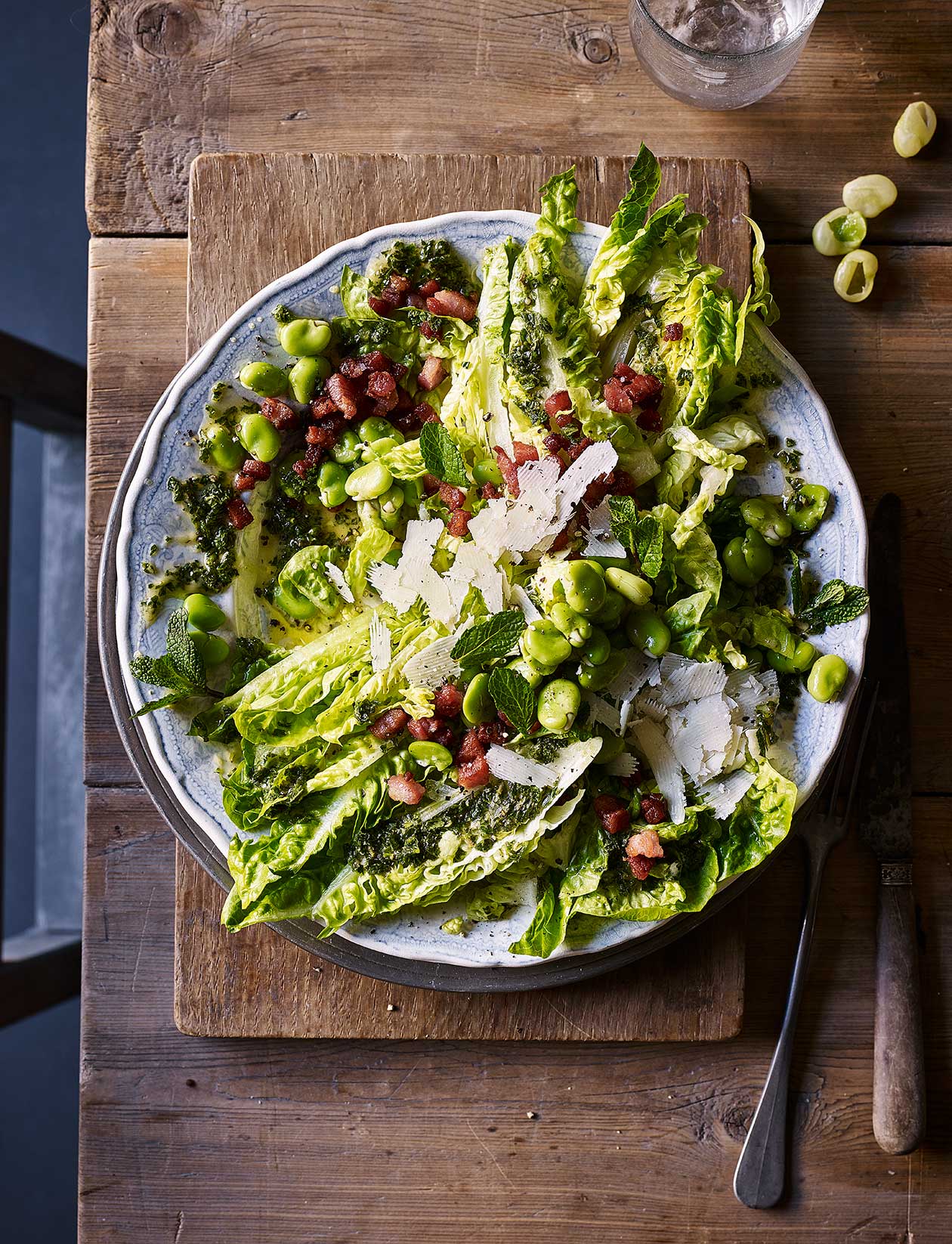 Broad bean, pancetta and mint salad recipe Sainsbury`s Magazine