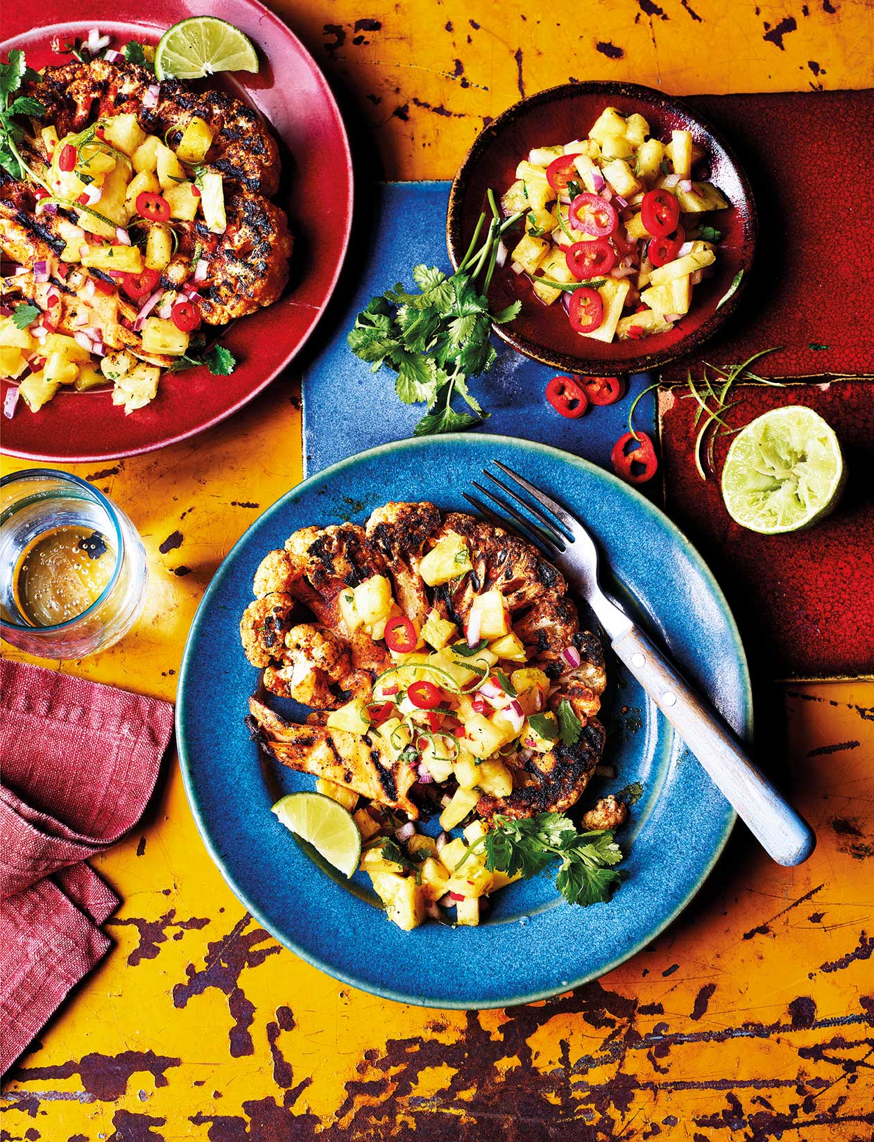 Cajun cauliflower steaks with pineapple salsa recipe | Sainsbury`s Magazine