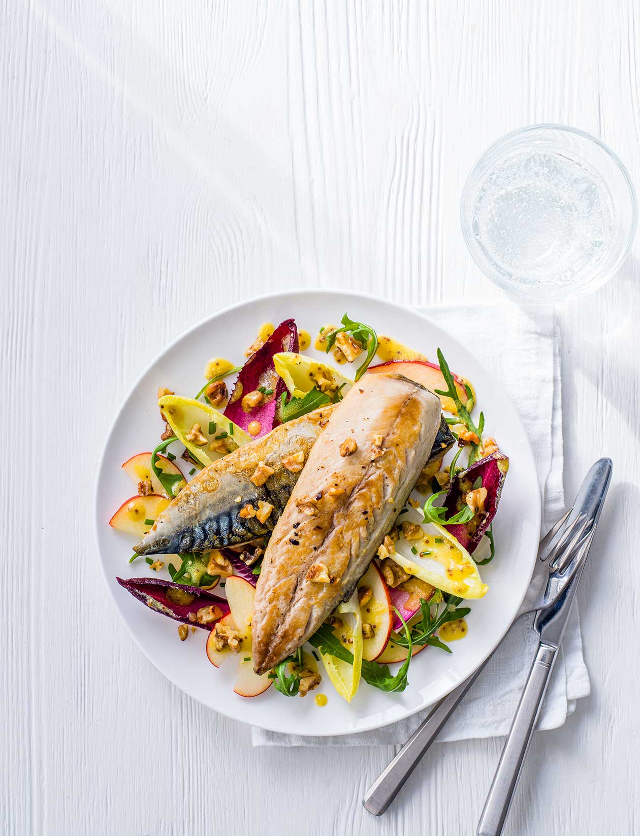 Mackerel with chicory, apple and walnuts recipe Sainsbury`s Magazine
