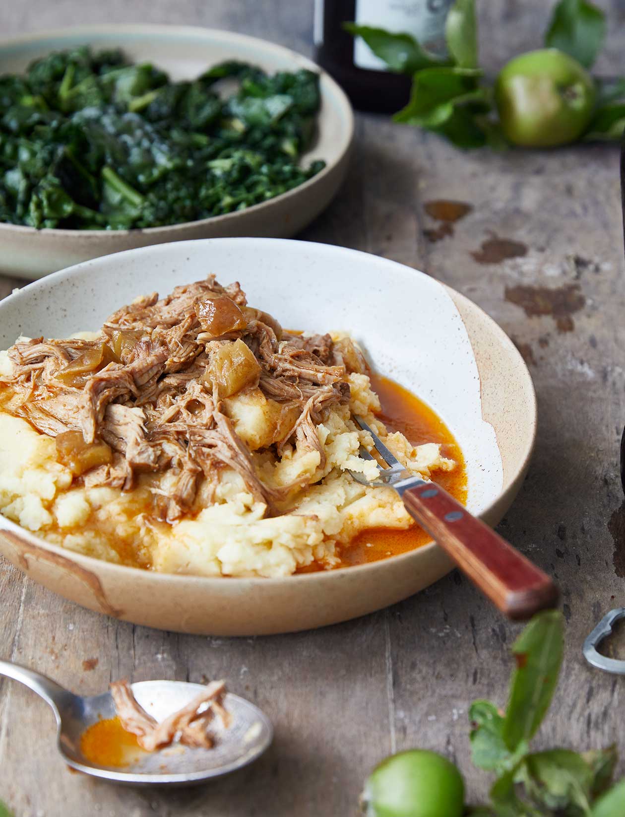 Cider pulled pork and ‘campfire’ mash recipe | Sainsbury`s Magazine