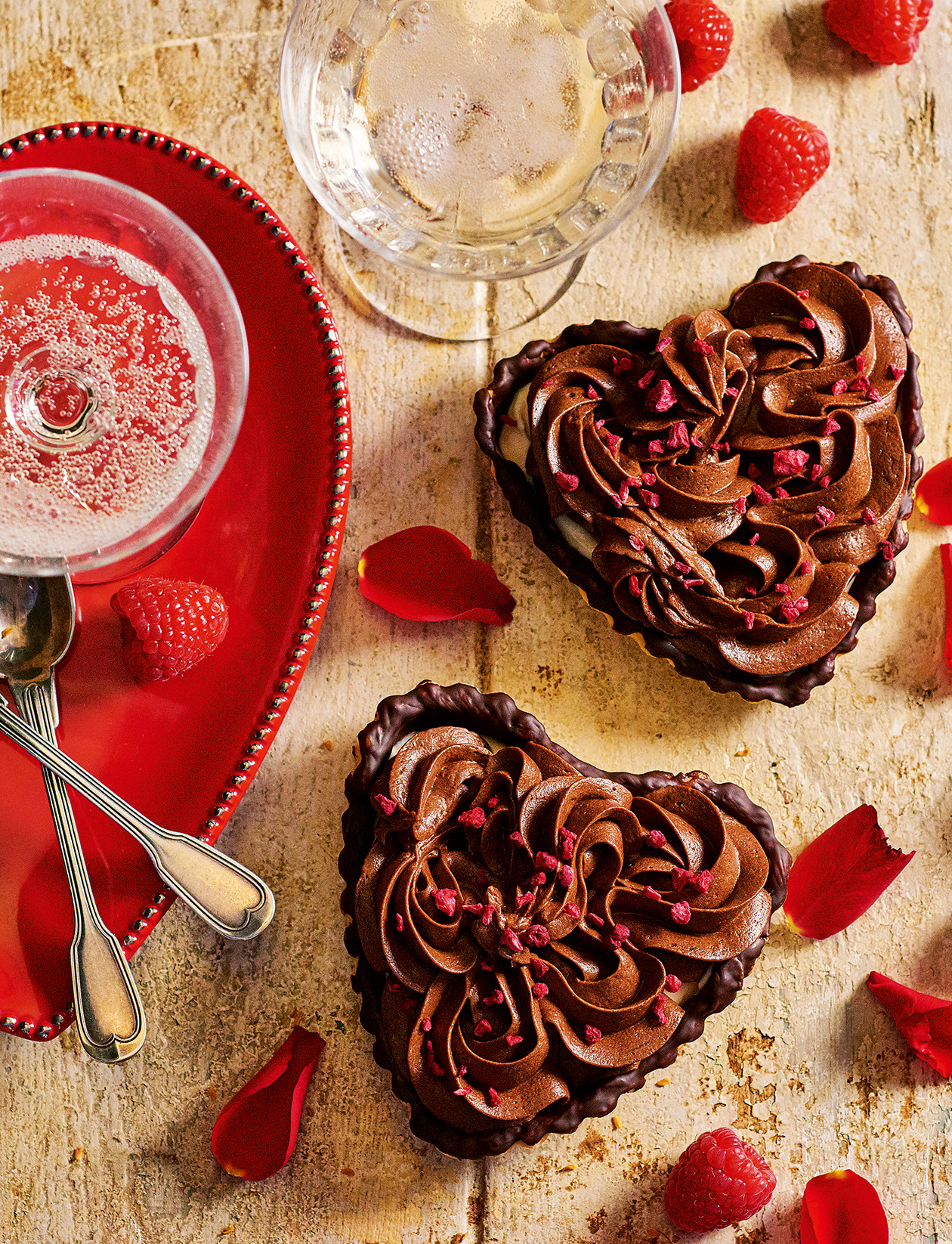 Menier chocolate mousse and raspberry cream tarts recipe | Sainsbury`s Magazine