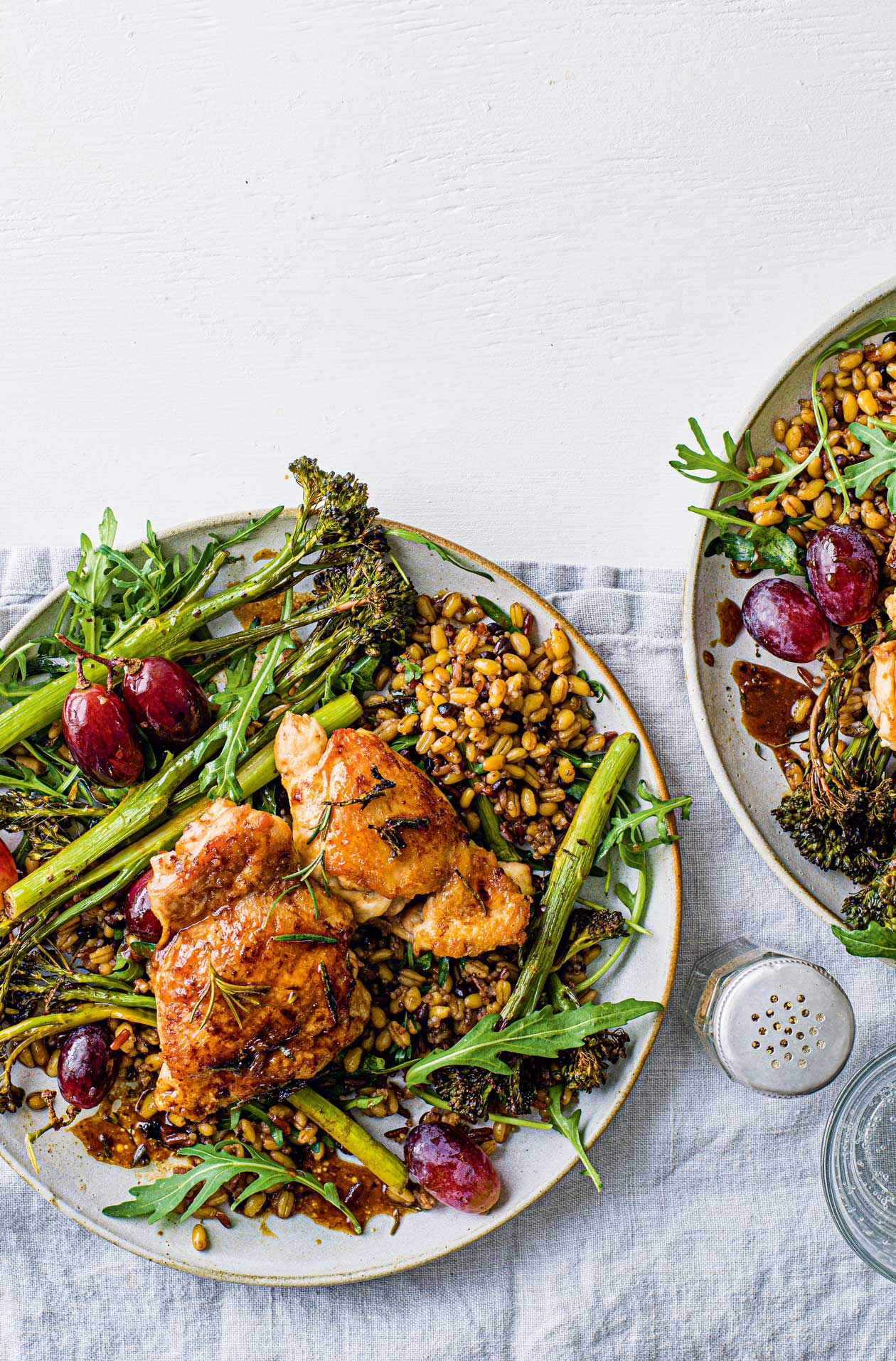 Roast chicken, grapes and grains bowl recipe Sainsbury`s Magazine