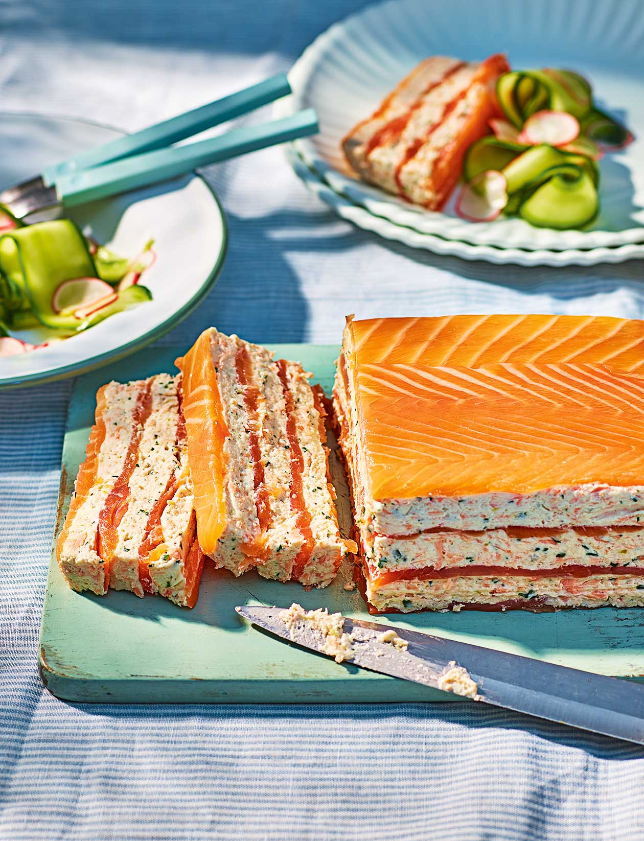 Salmon and dill terrine with cucumber and radish salad recipe
