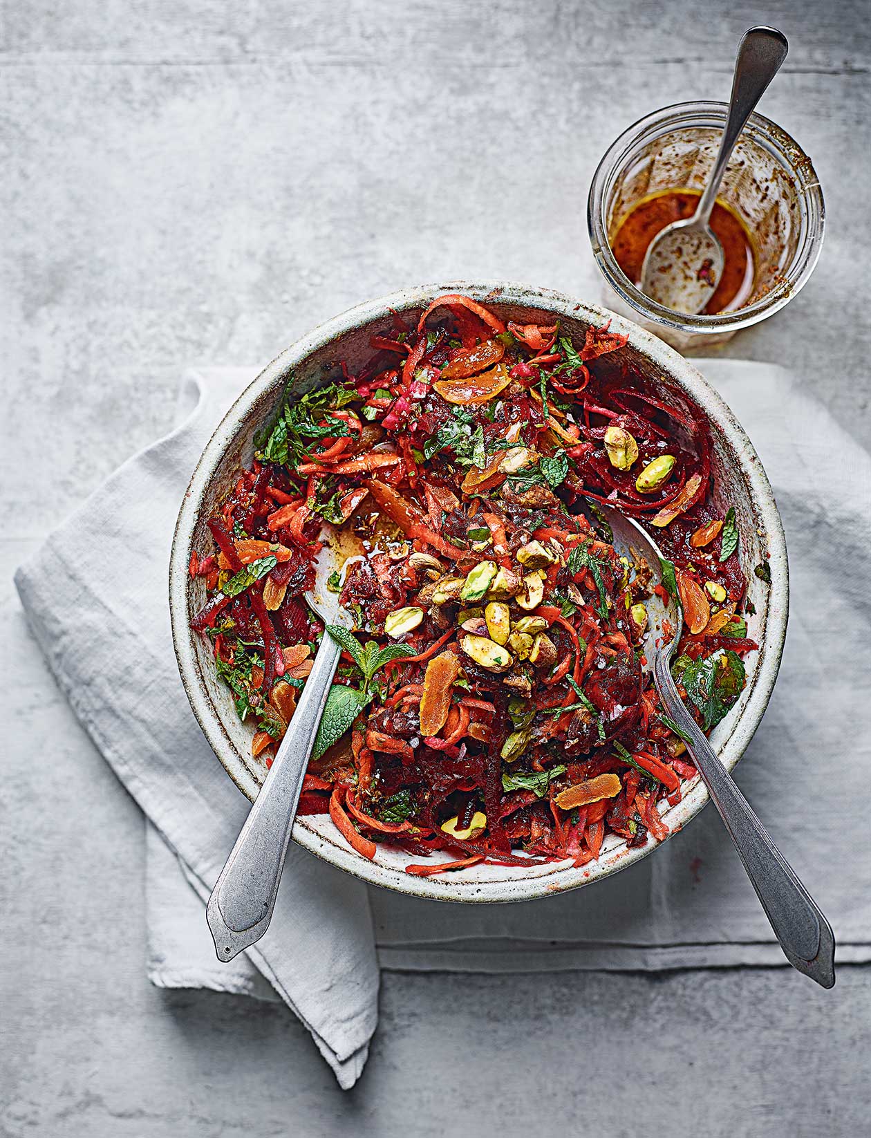 Moroccan-style beetroot, carrot and pistachio coleslaw recipe | Sainsbury`s Magazine