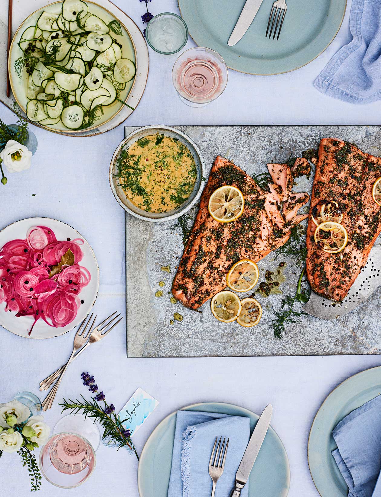 ‘Gravlax’ baked salmon with sweet dill-mustard sauce recipe | Sainsbury`s Magazine