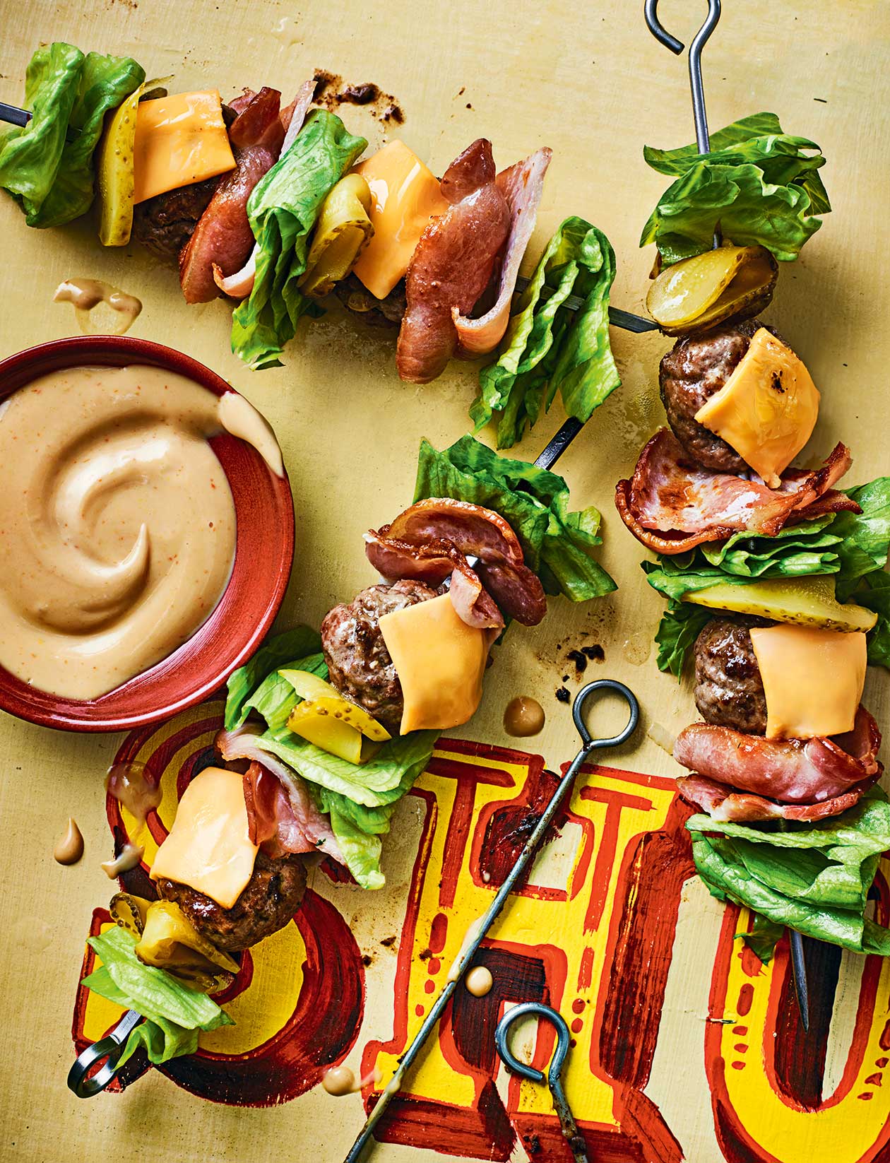 Bacon cheeseburger skewers recipe | Sainsbury`s Magazine