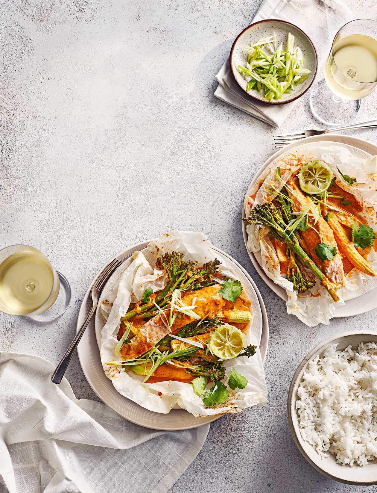 Red curry salmon parcels recipe Sainsbury`s Magazine