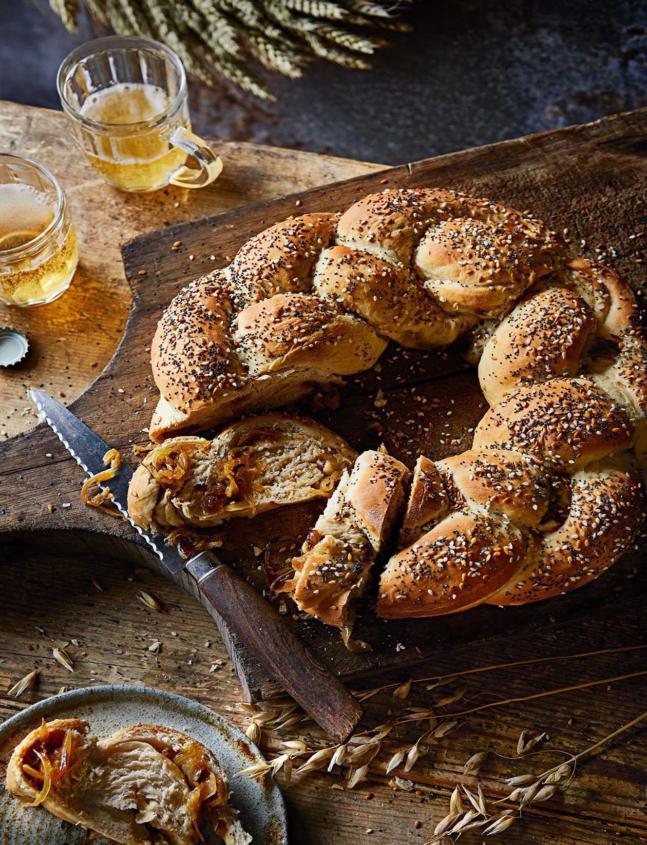 Cider and sweet onion wreath loaf recipe | Sainsbury`s Magazine
