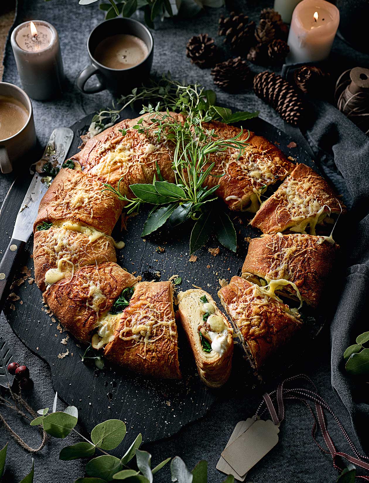 Bacon and spinach croissant wreath recipe | Sainsbury`s Magazine