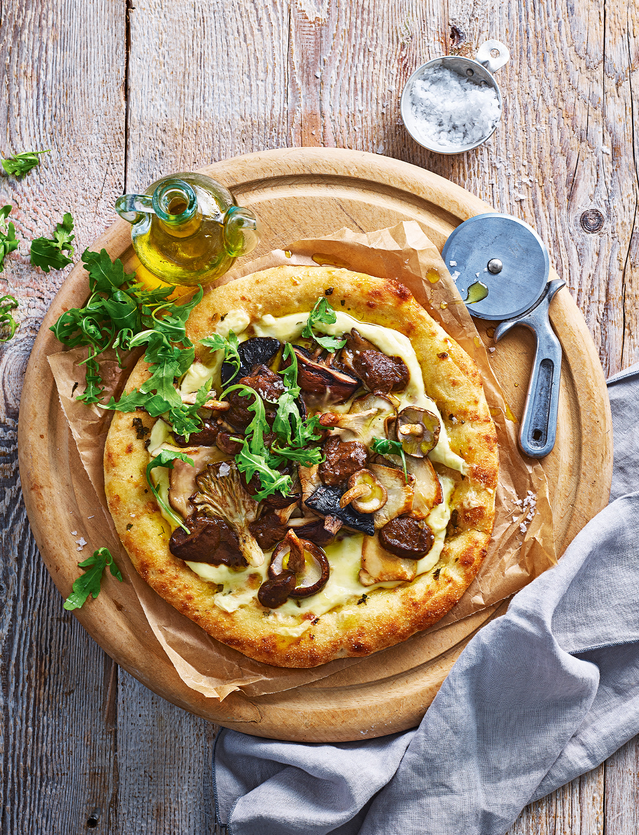 Truffled mushroom flatbread recipe Sainsbury`s Magazine