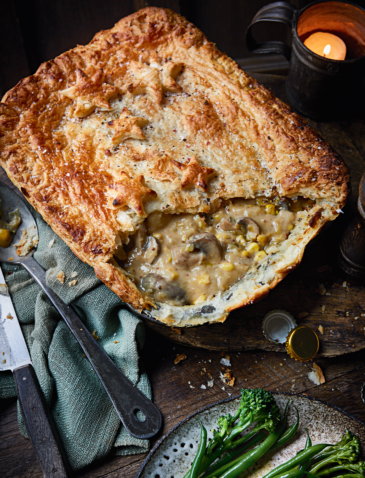 Creamy vegan mushroom and leek pie recipe Sainsbury`s Magazine