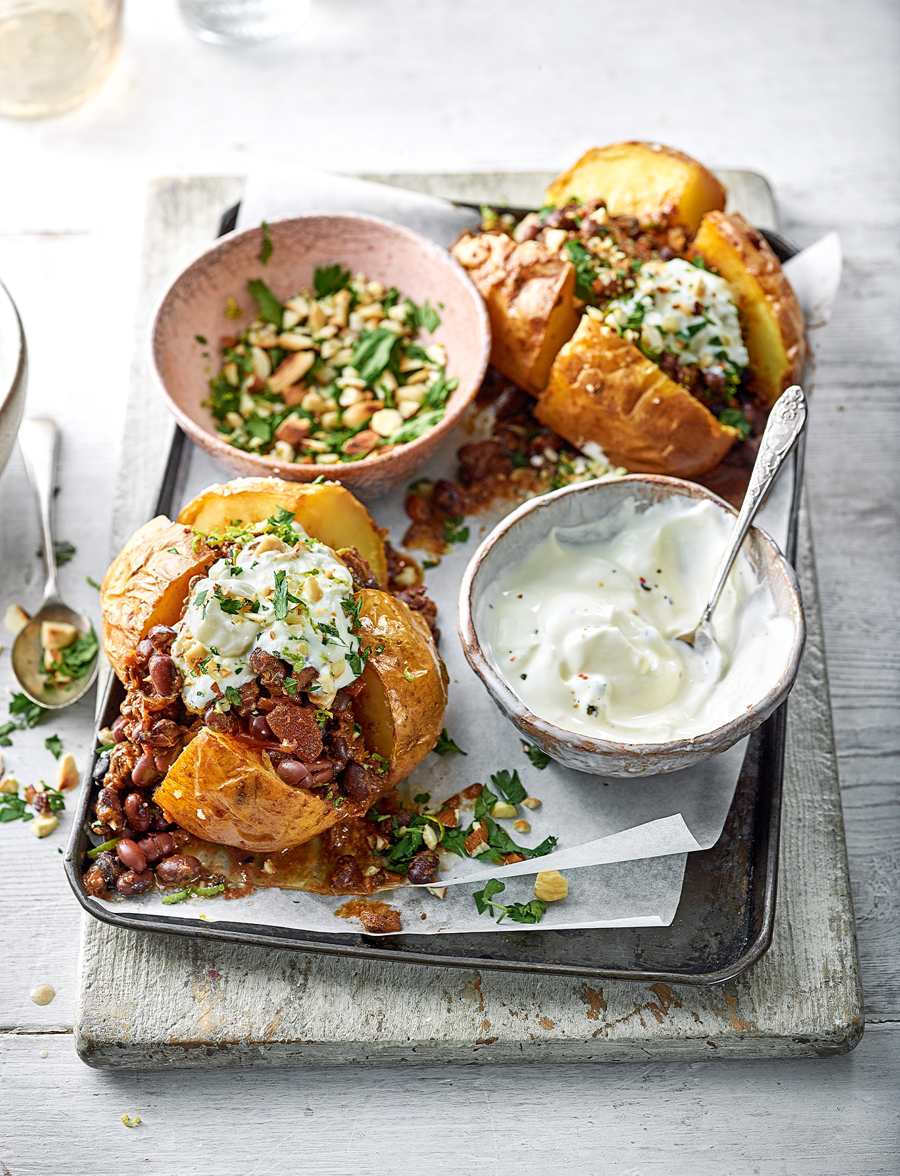 Creamy black bean jacket potatoes recipe Sainsbury`s Magazine