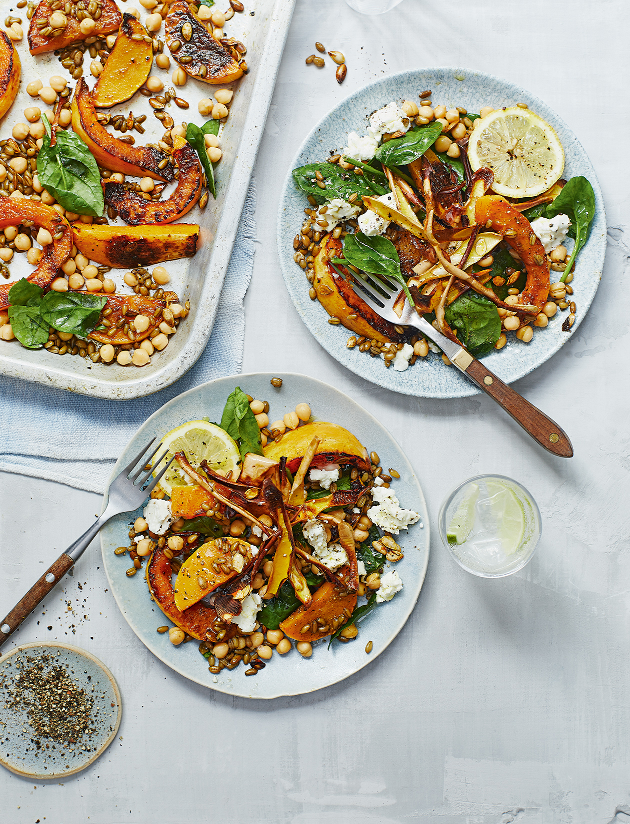 Roast butternut squash with chickpeas and feta recipe | Sainsbury`s Magazine