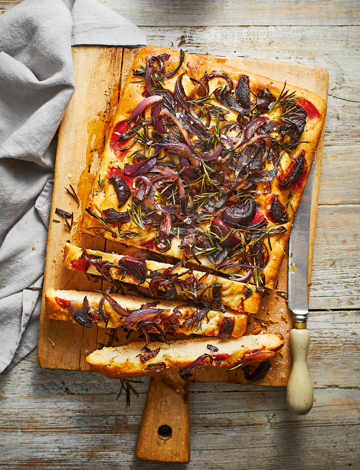 Roasted beetroot and red onion focaccia recipe | Sainsbury`s Magazine