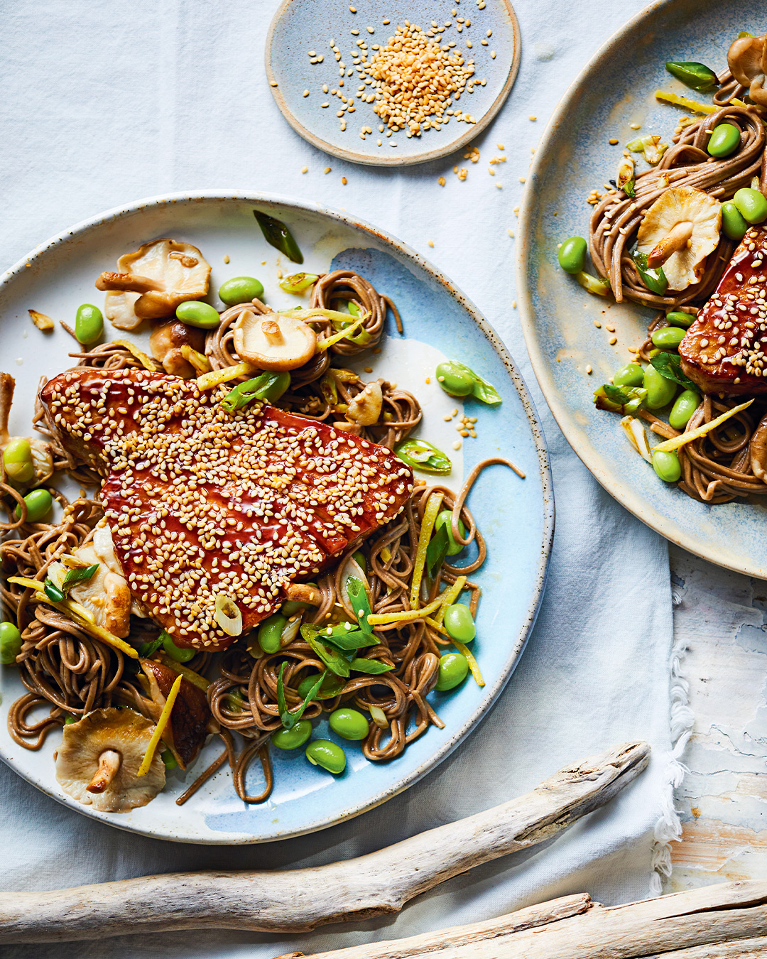 Hoisin-glazed tuna with ginger noodles recipe | Sainsbury`s Magazine