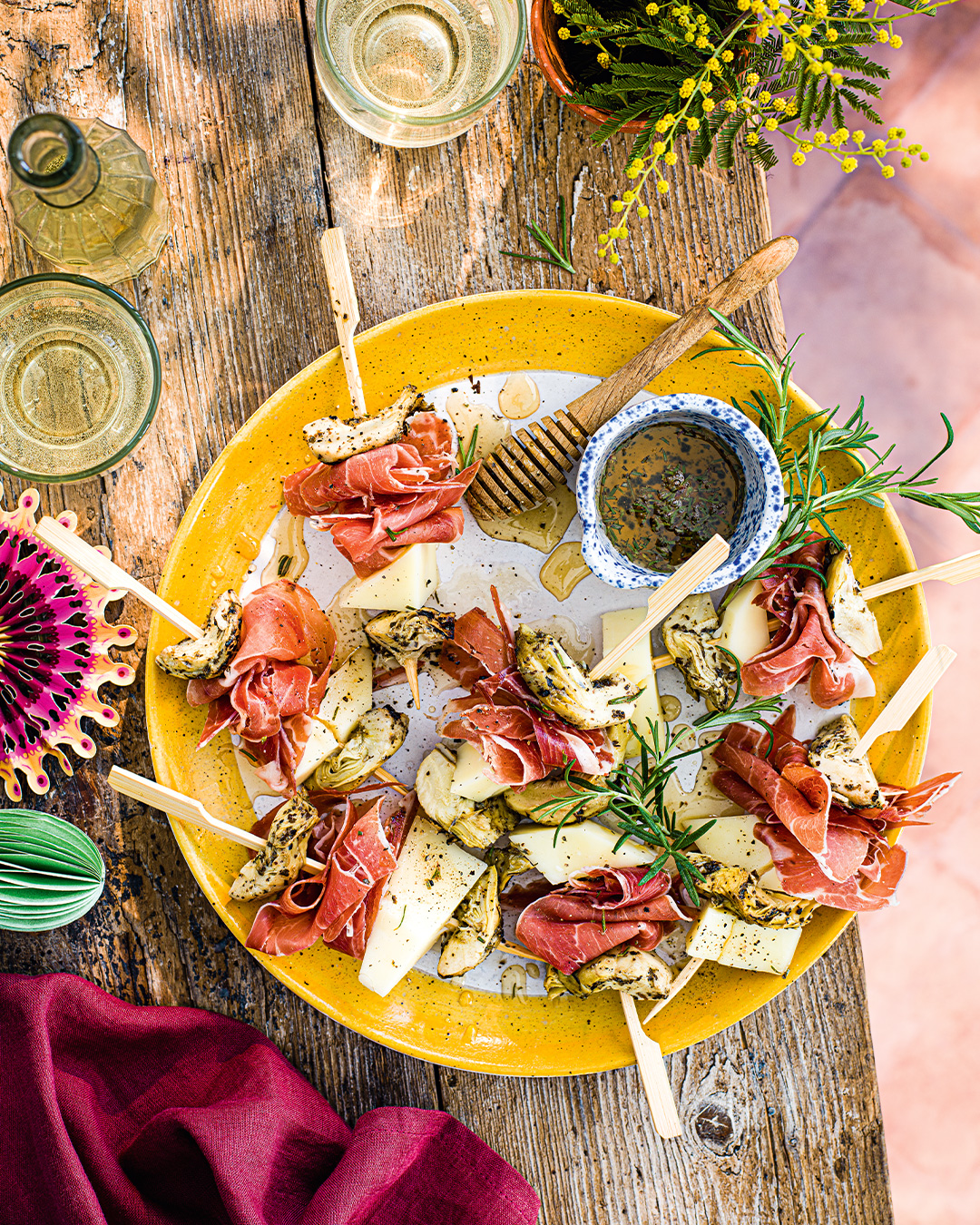 Artichoke, Manchego, Serrano ham and honey pintxos recipe Sainsbury`s