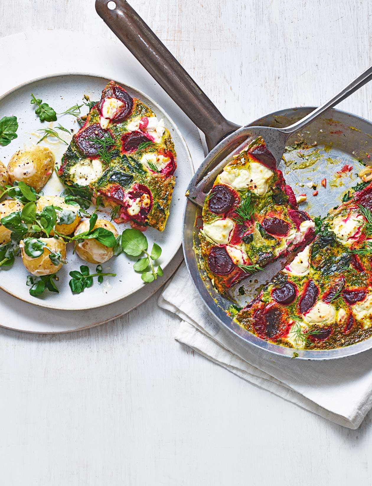 Beetroot, goat's cheese and dill frittata recipe Sainsbury`s Magazine