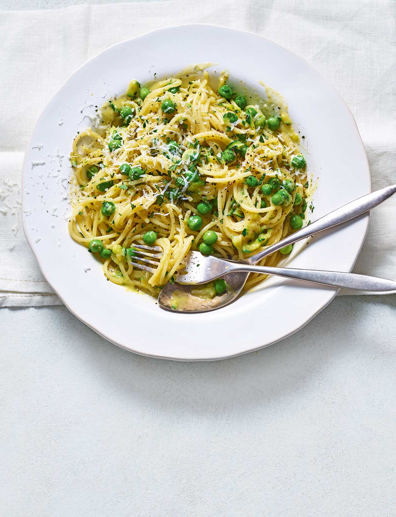 Minted pea and lemon carbonara recipe Sainsbury`s Magazine