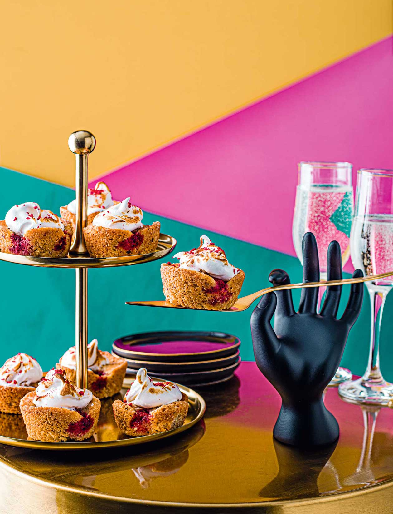 Raspberry and toasted meringue cakes recipe | Sainsbury's Magazine