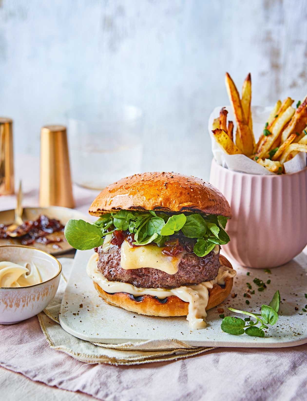 Venison burgers with mustard fries recipe | Sainsbury`s Magazine