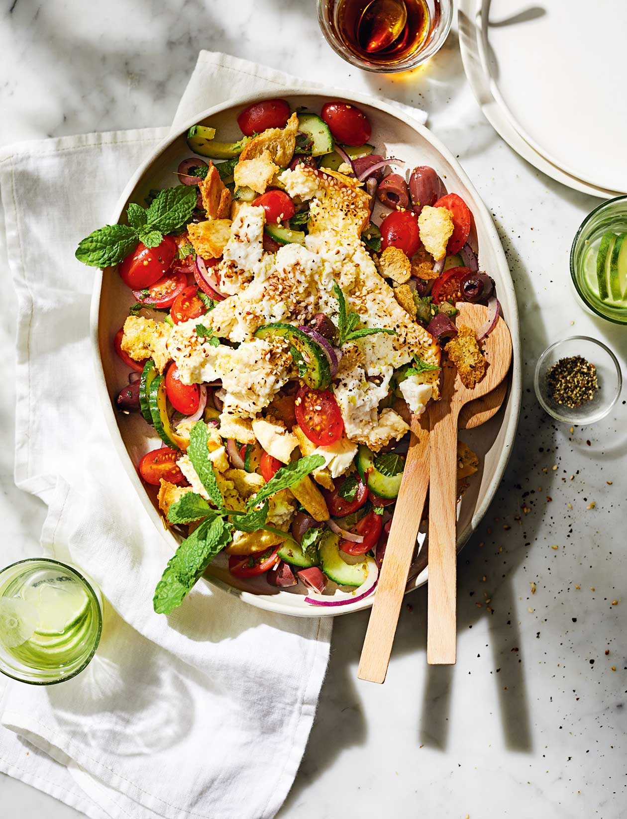 Baked feta Greek salad recipe Sainsbury`s Magazine