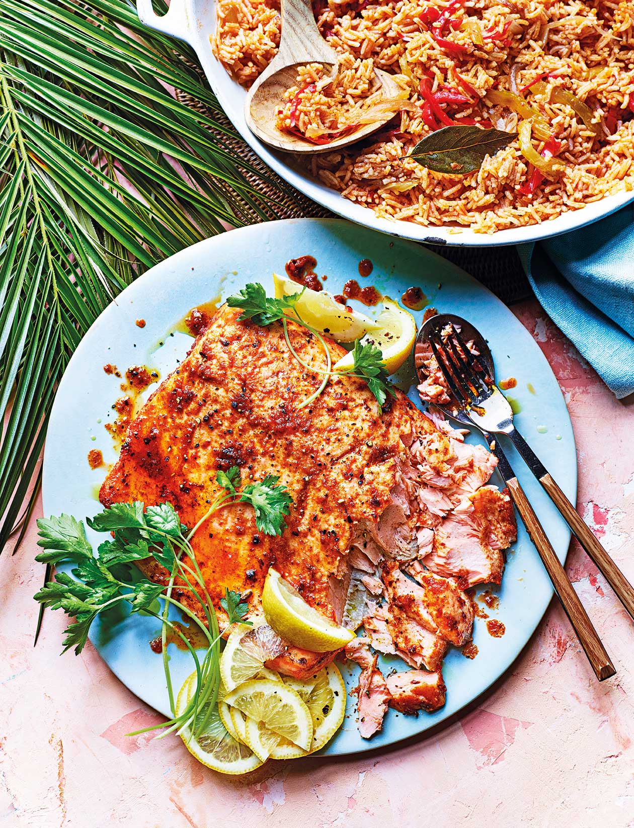 Cajun butter salmon and red pepper rice recipe | Sainsbury`s Magazine