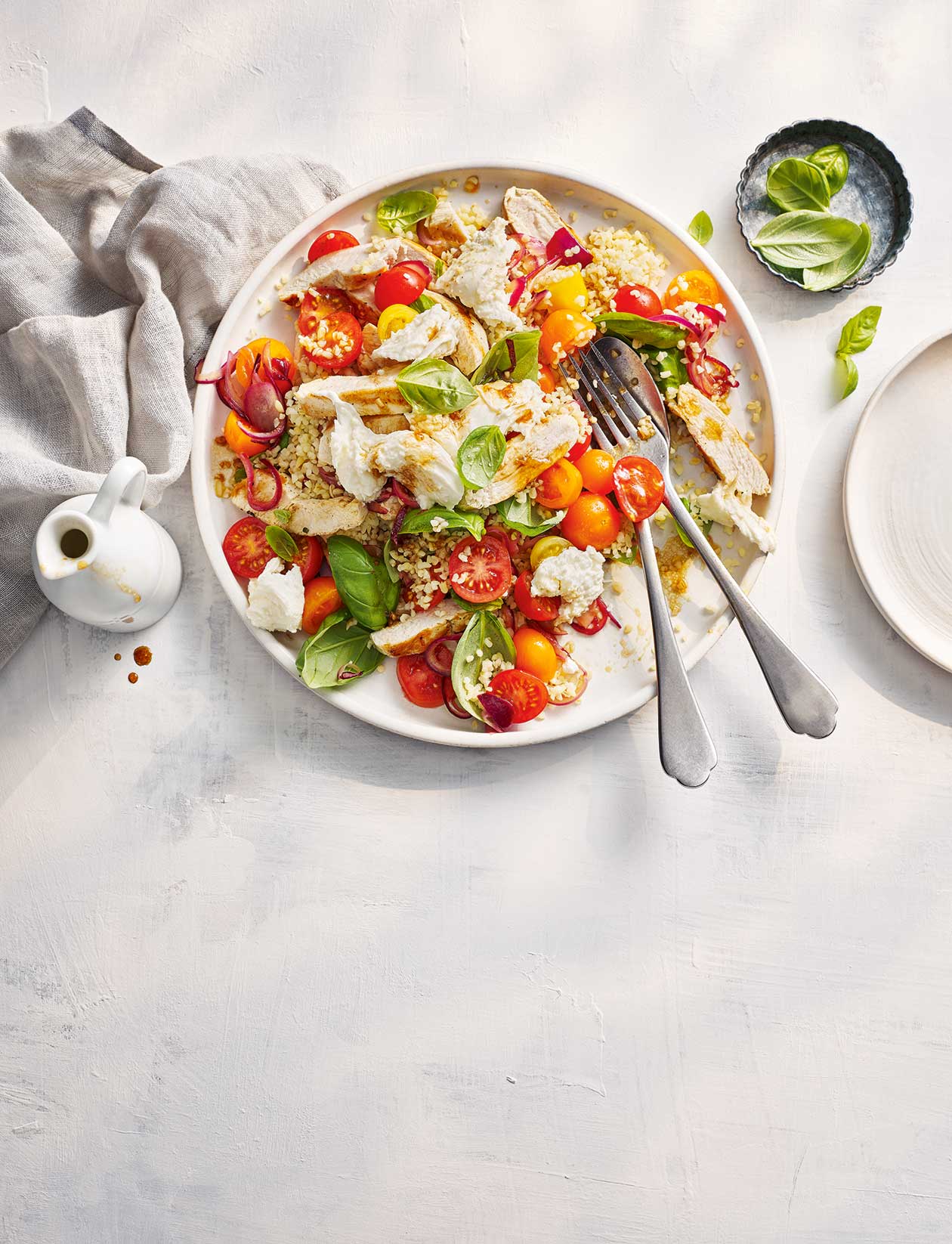 Chicken caprese grain bowl recipe Sainsbury`s Magazine