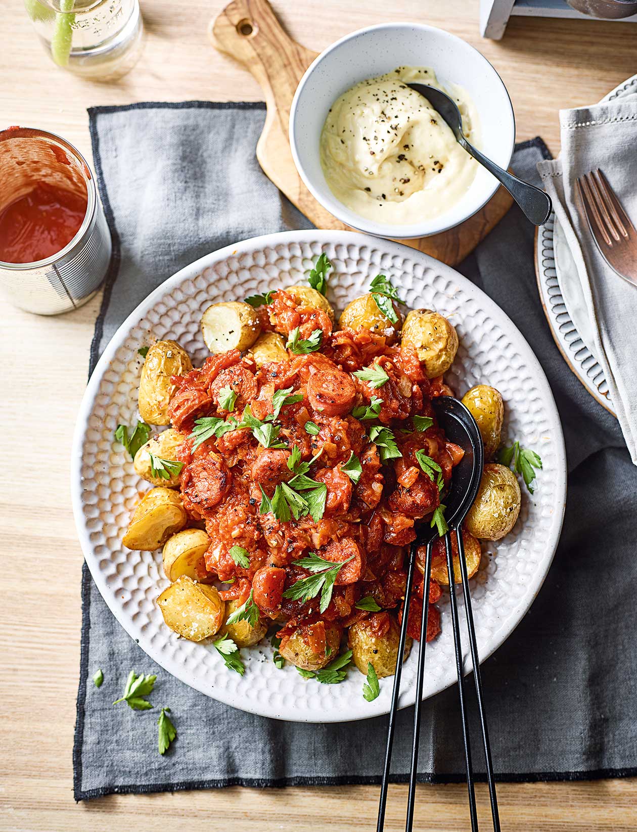 Chorizo patatas bravas recipe | Sainsbury`s Magazine