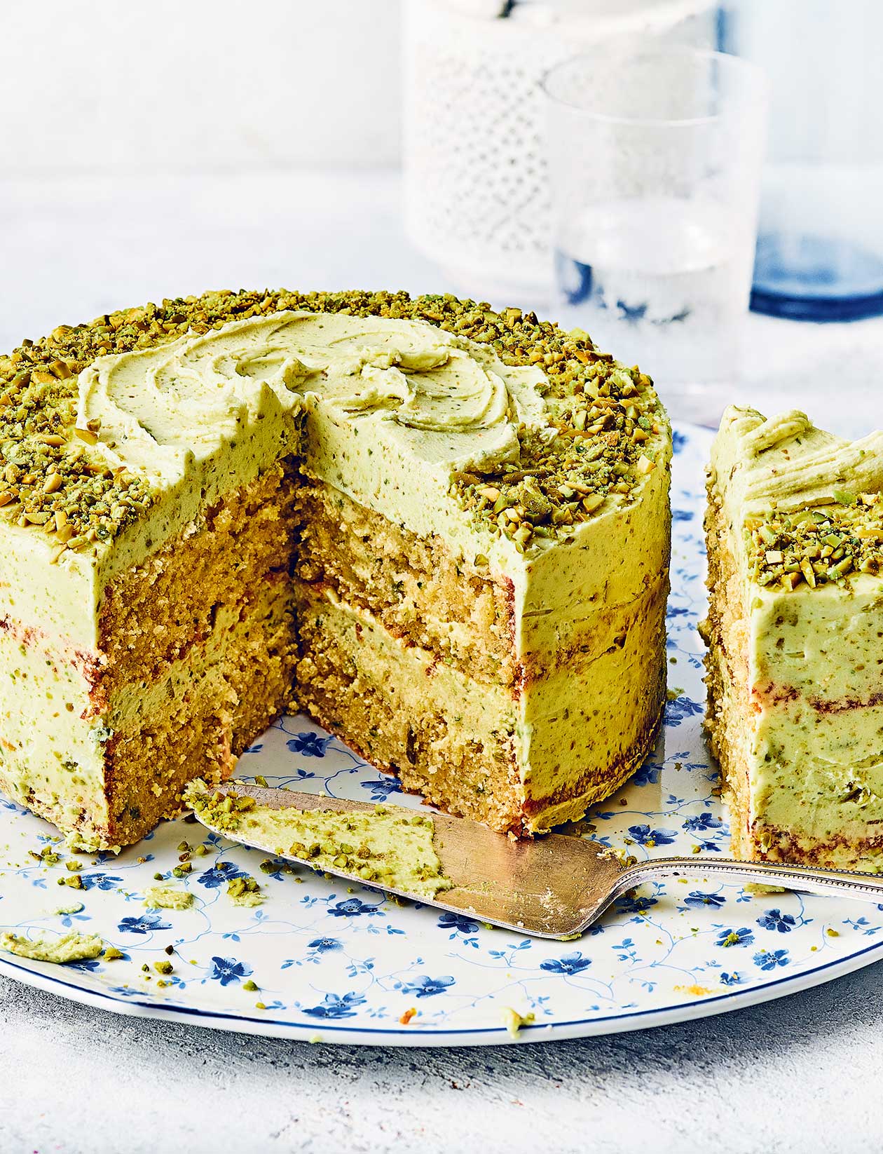 Pistachio Cake with White Chocolate Frosting - Baran Bakery