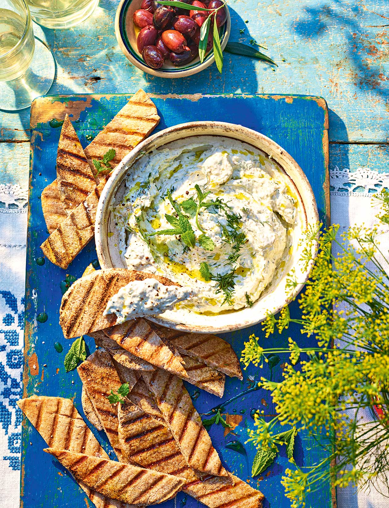 Feta and charred spring onion tzatziki recipe Sainsbury`s Magazine