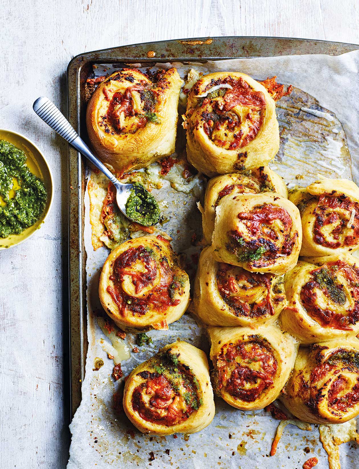 Cheese and pesto swirls recipe | Sainsbury`s Magazine