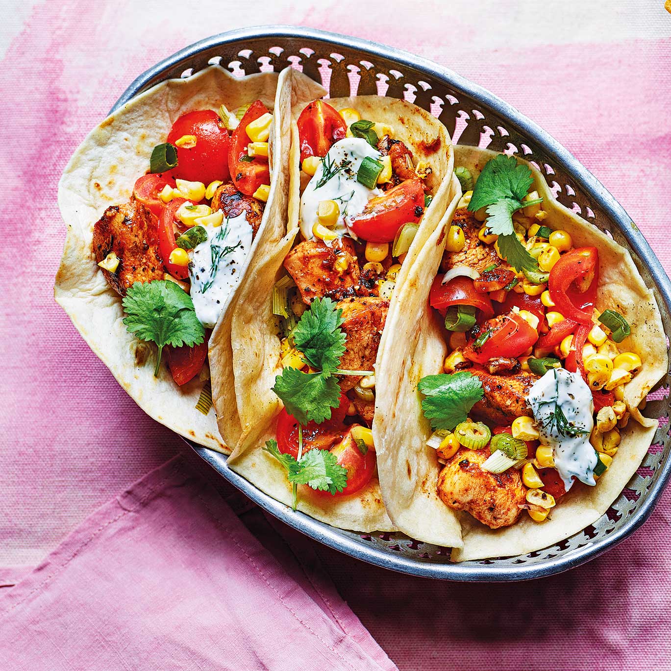 Chicken and corn tacos recipe | Sainsbury`s Magazine