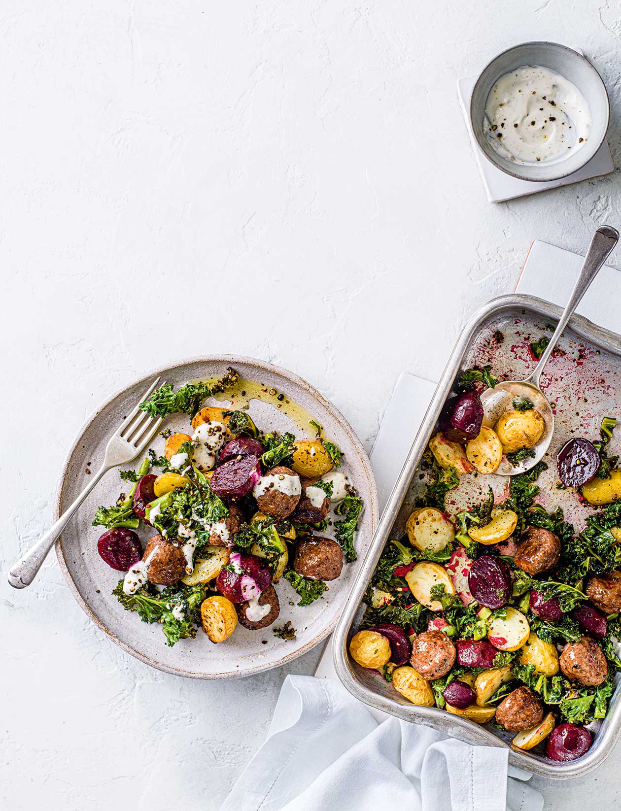 Scandi meatball traybake recipe | Sainsbury`s Magazine