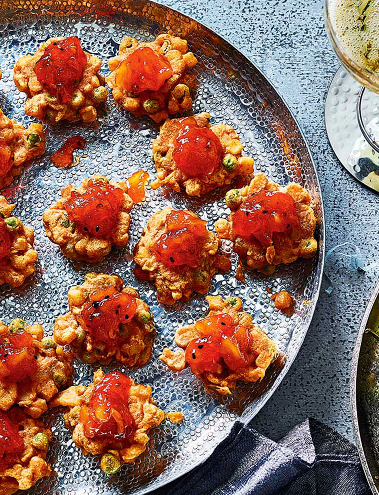 Pea and potato pakoras - vegan canapé recipe | Sainsbury`s Magazine