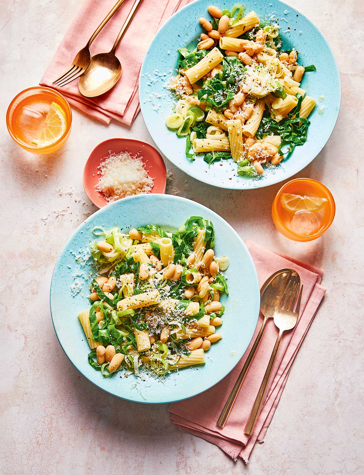 Spring greens and white bean rigatoni recipe | Sainsbury`s Magazine