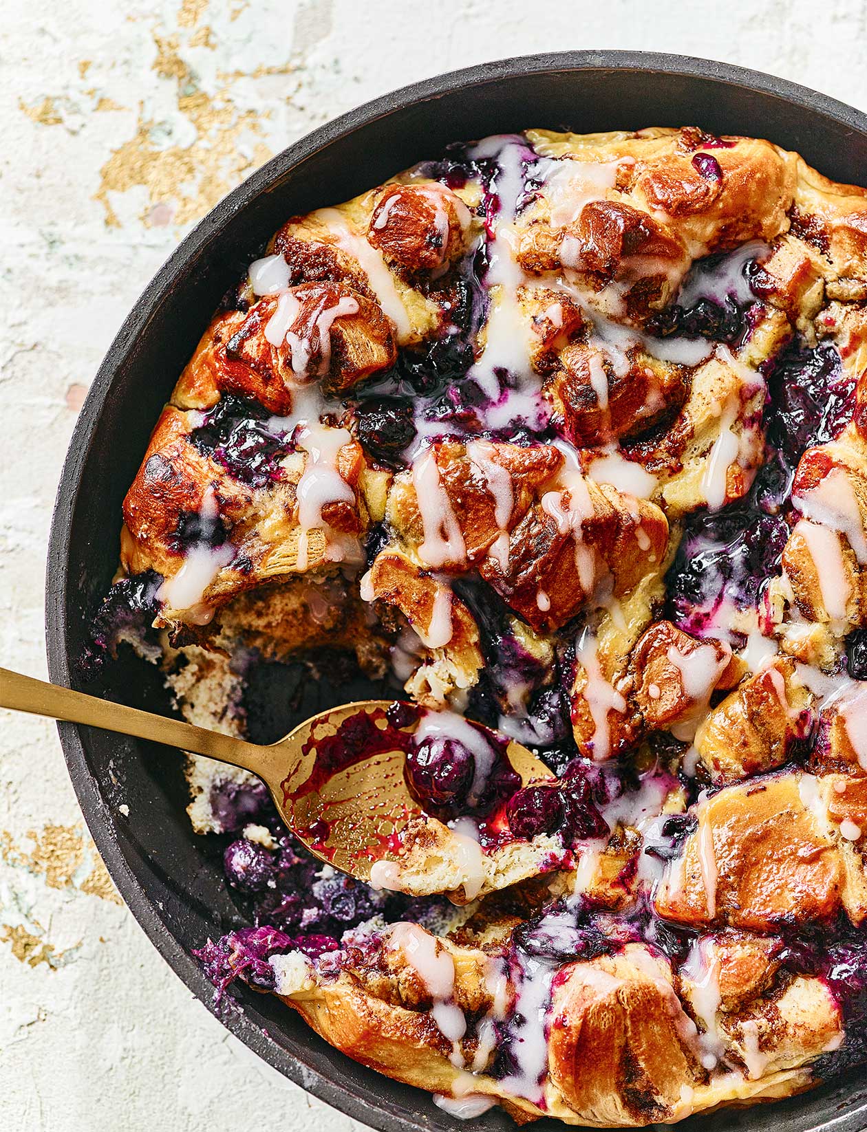 Blueberry cinnamon bun pudding recipe | Sainsbury`s Magazine