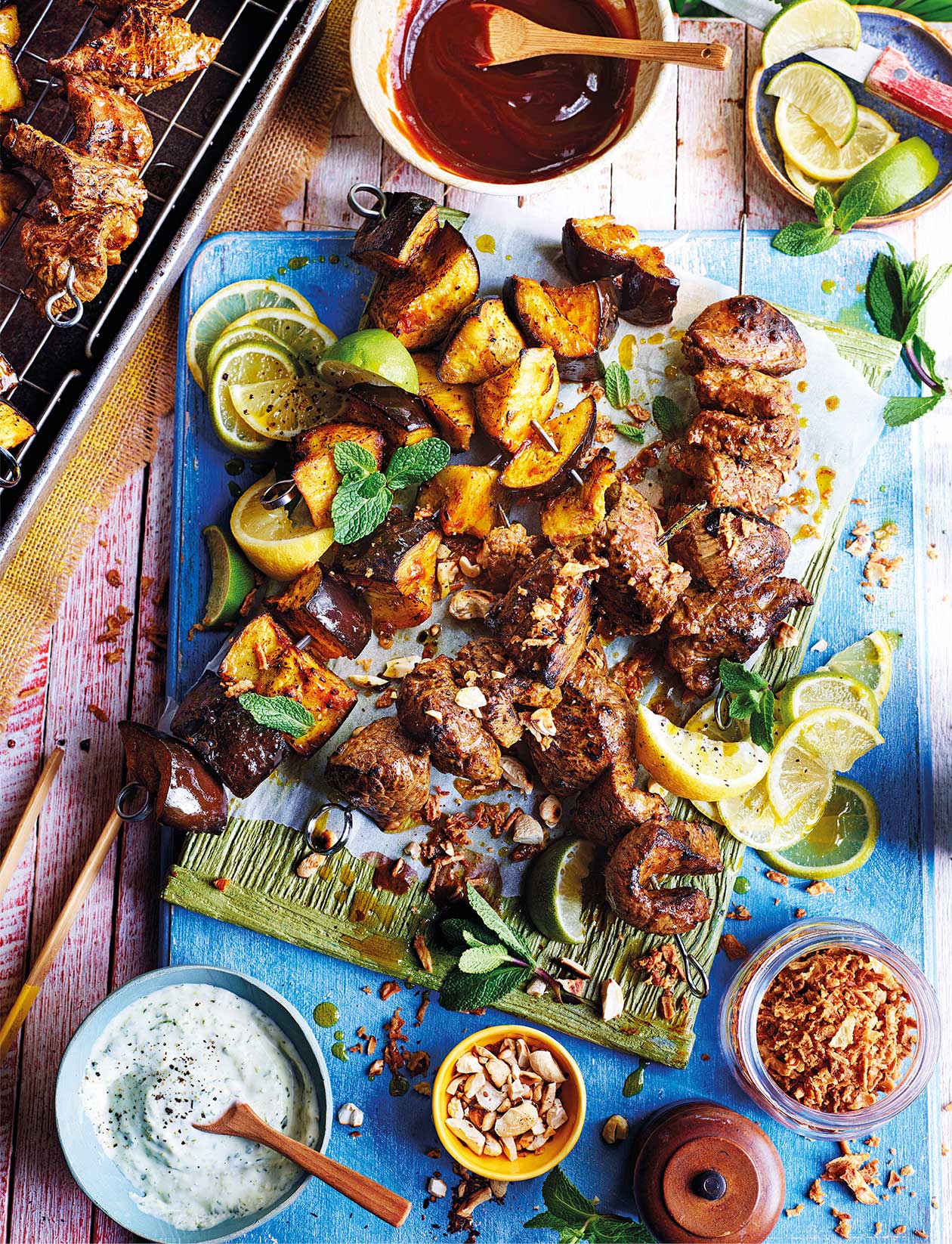 Massaman beef and aubergine skewers recipe Sainsbury`s Magazine