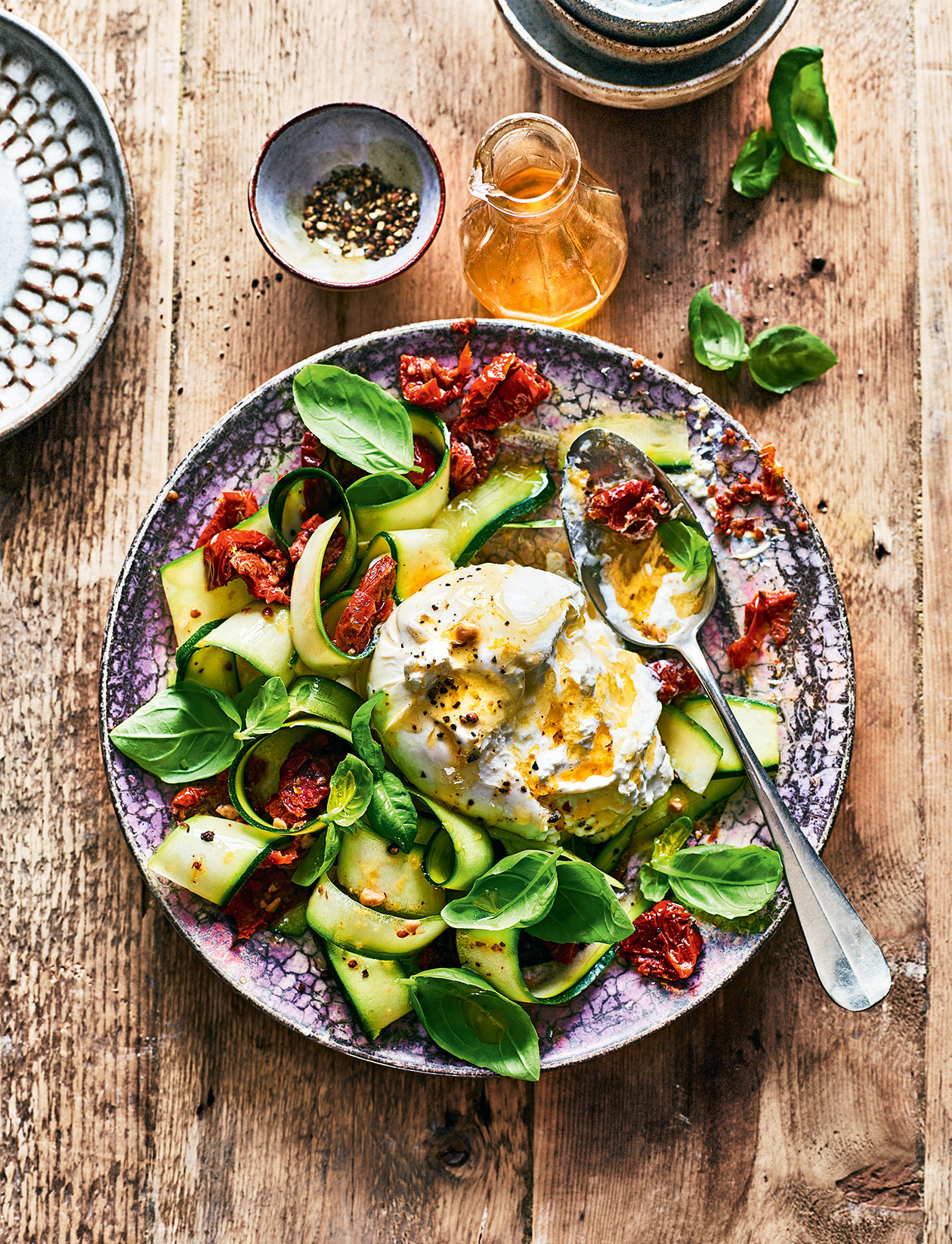 Shaved courgette salad with burrata recipe | Sainsbury`s Magazine