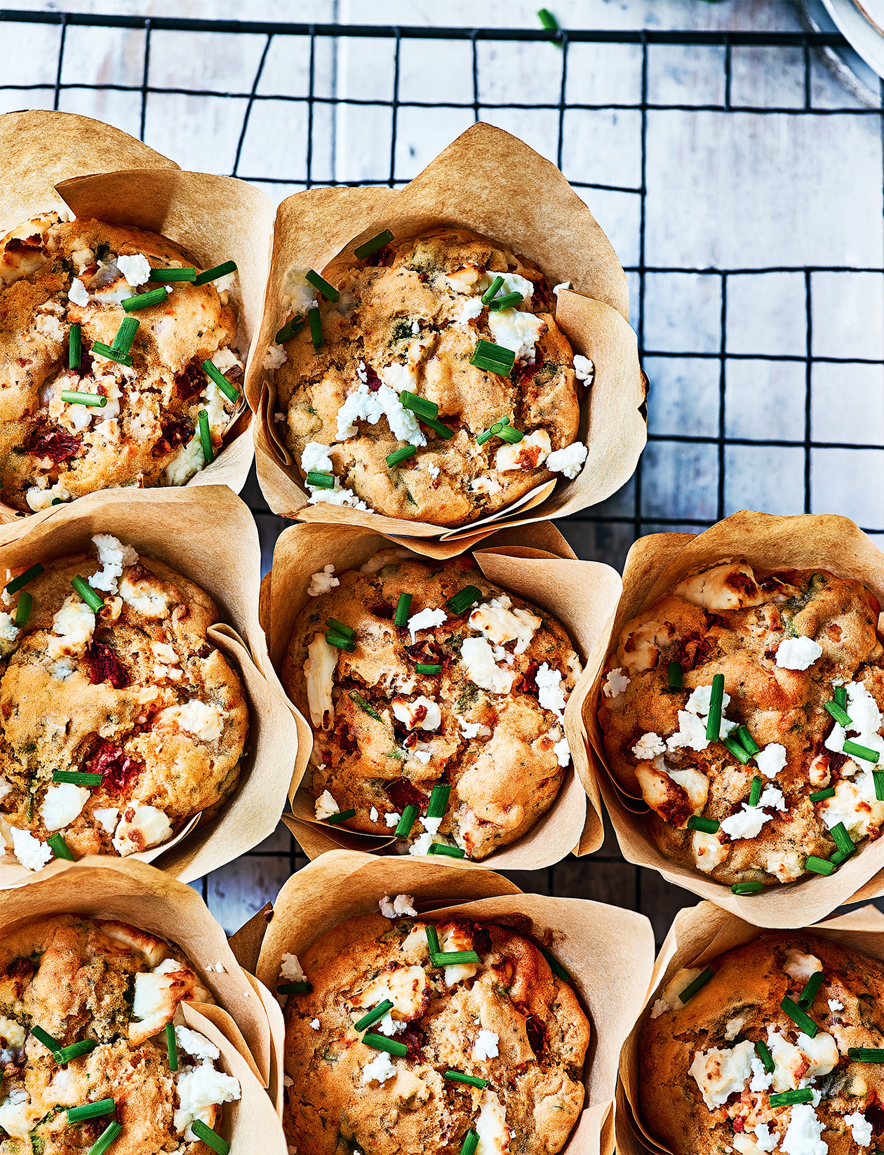 Feta, pepper and spinach muffins recipe Sainsbury`s Magazine