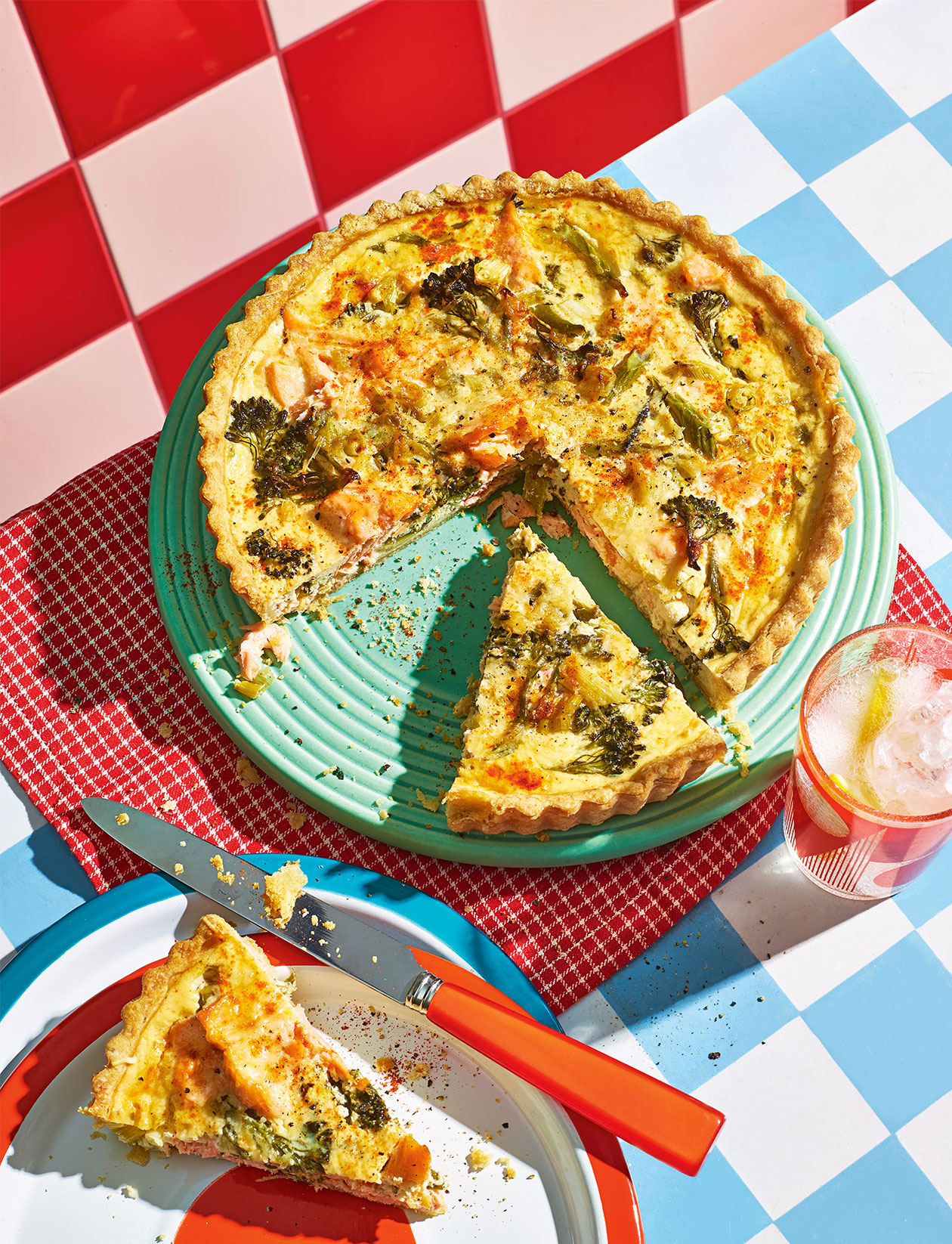 Salmon and tenderstem broccoli quiche recipe | Sainsbury`s Magazine