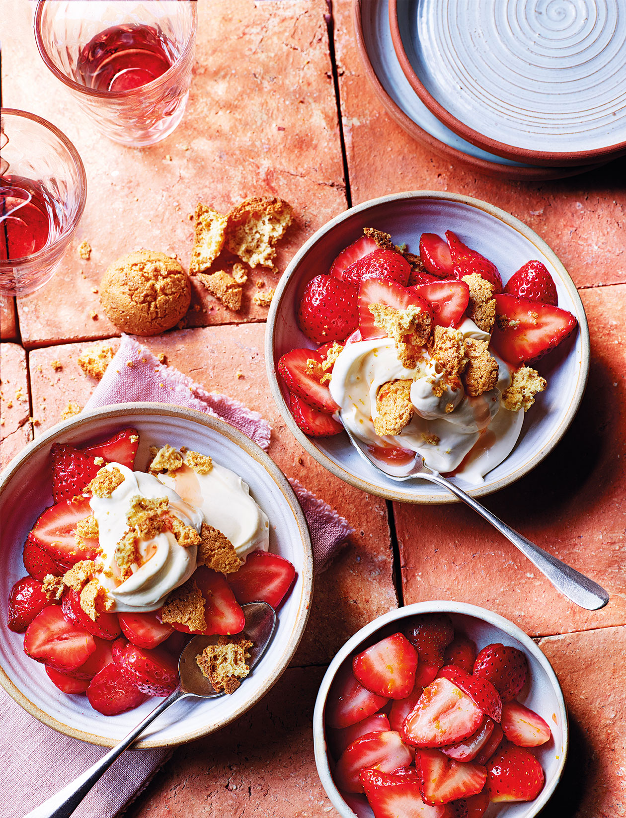 Macerated strawberries with amaretti cream recipe Sainsbury`s Magazine