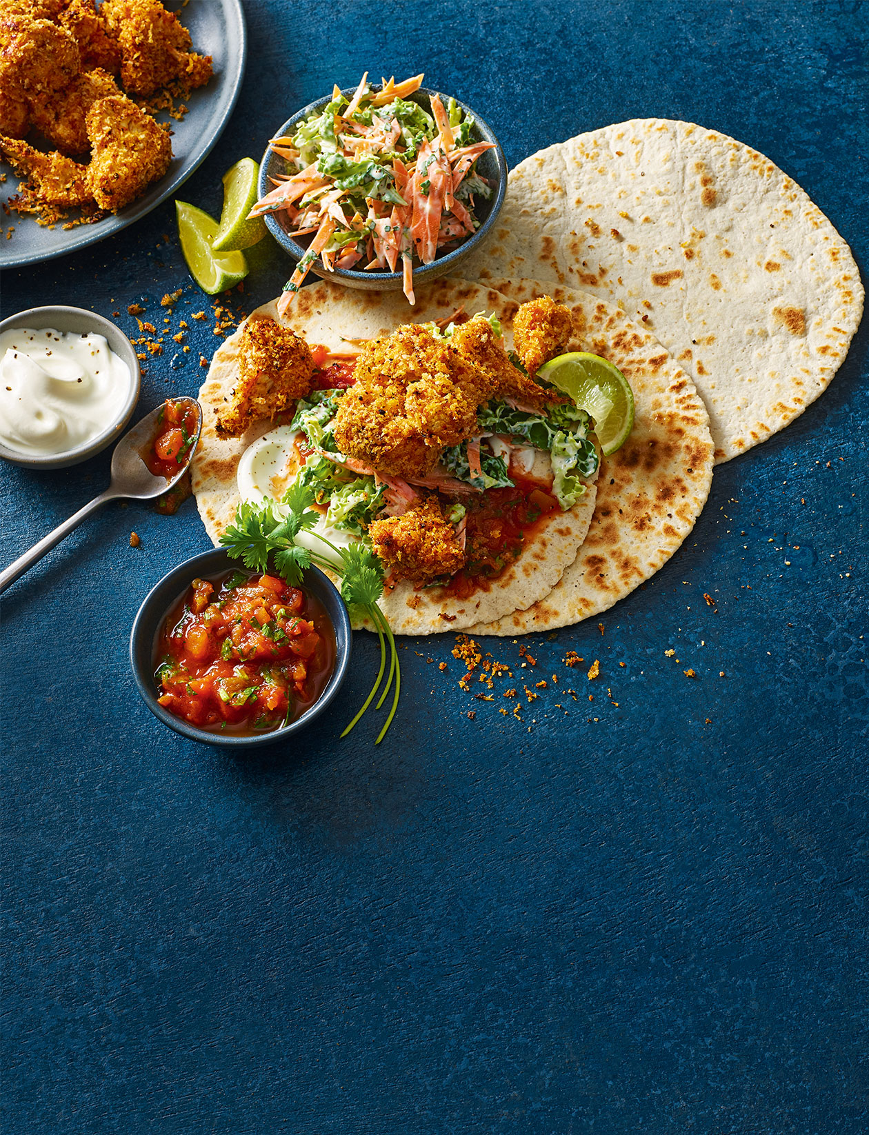 Crispy Cajun cauli tacos and slaw recipe | Sainsbury`s Magazine